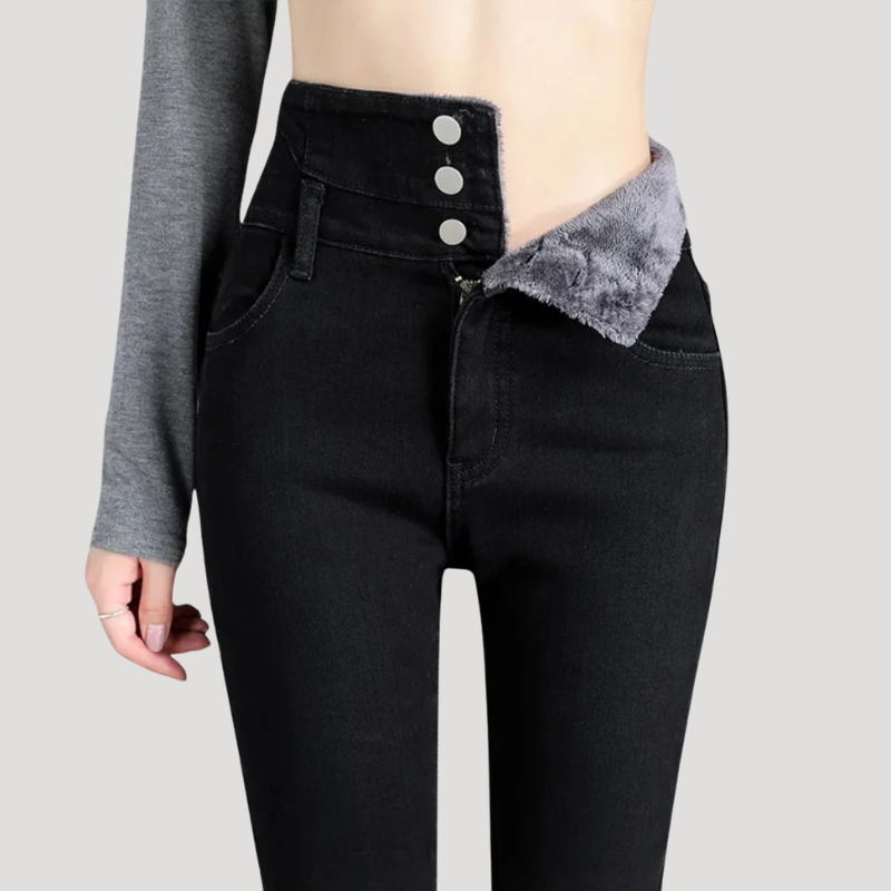 Dam Termiska Skinny Jeans Hög Midja