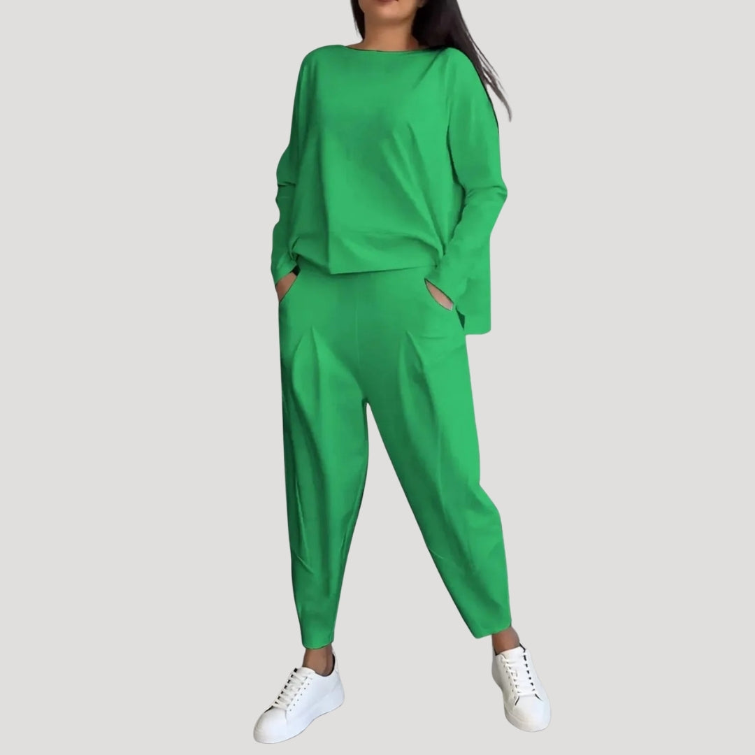 Dam långärmat tvådelat set topp och byxor