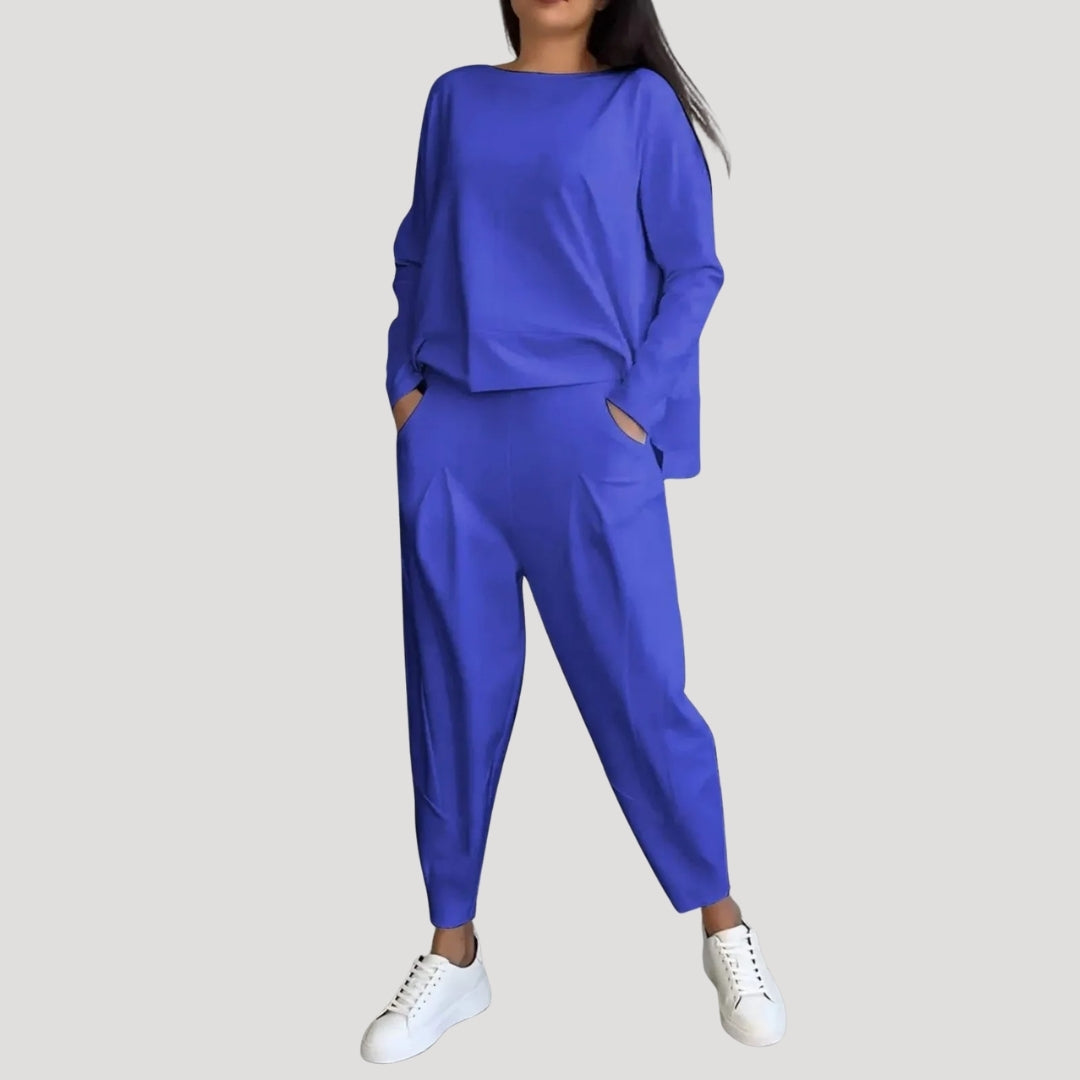 Dam långärmat tvådelat set topp och byxor