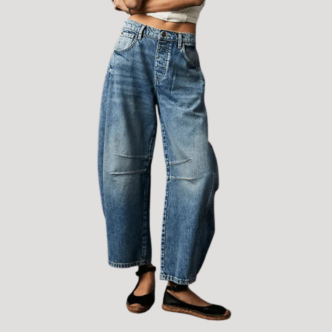 Dam baggy jeans vida lågmidjade byxor