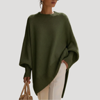 Damkofta Stickad Poncho Oversize Långärmad Tröja