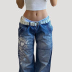 Dam baggy jeans med vida ben och låg midja