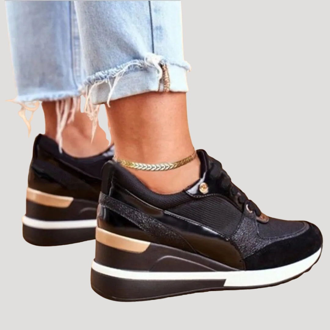 Dam sneakers platå med snörning låg modell bekväma