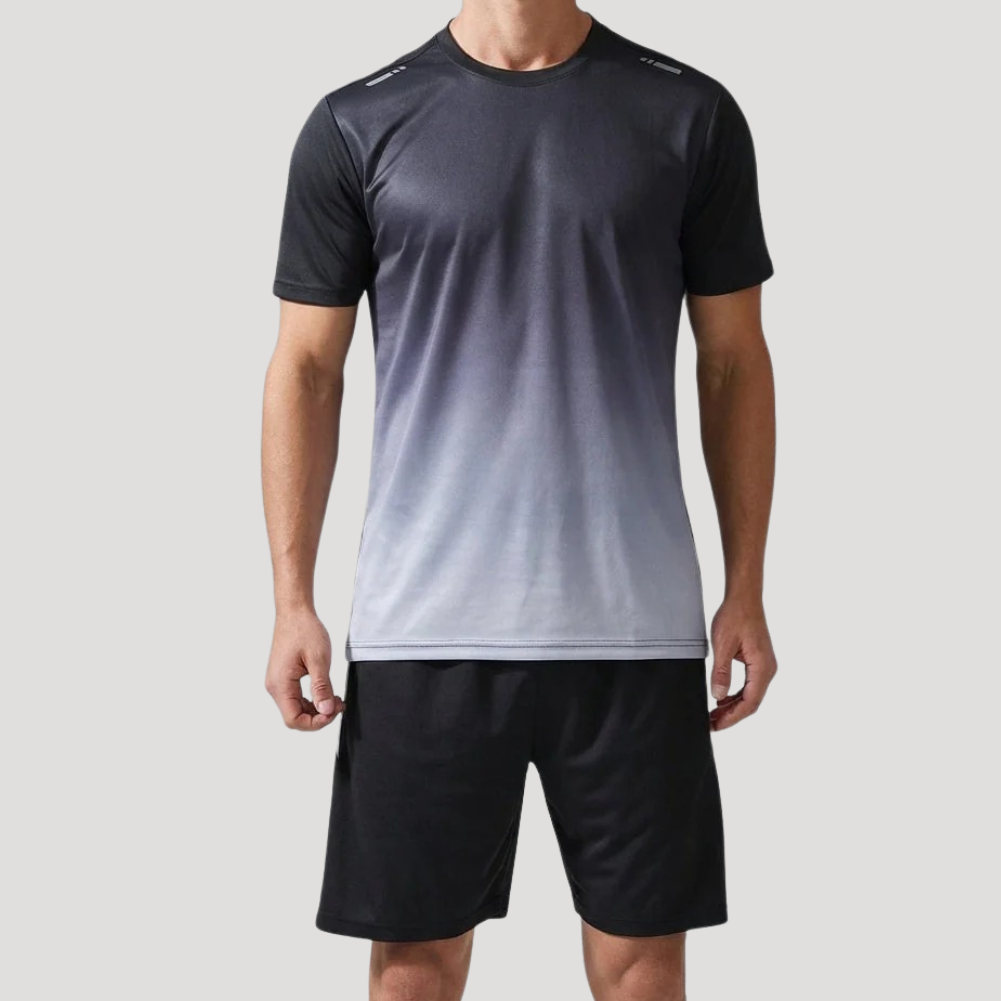 Herr Träningsset Träningströja Sportshorts Kortärmad Gymkläde