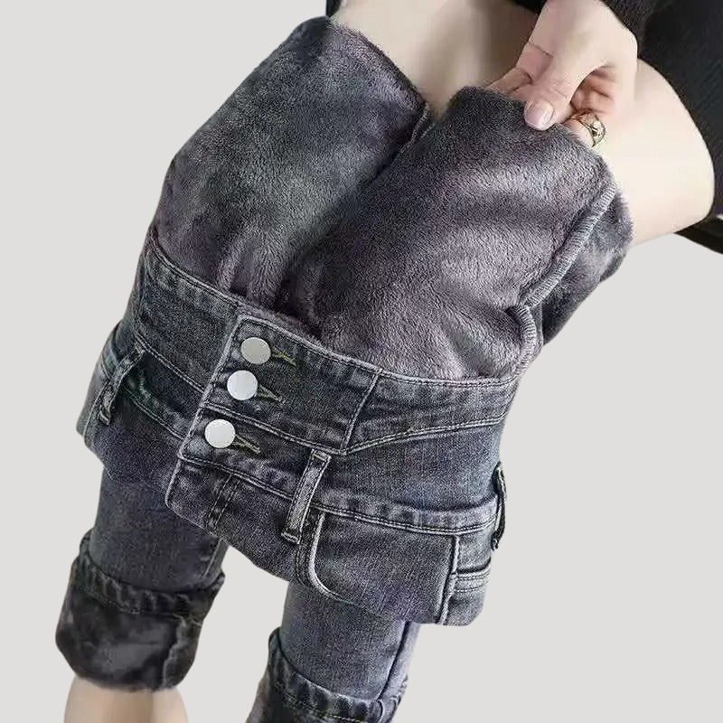 Dam Termiska Skinny Jeans Hög Midja