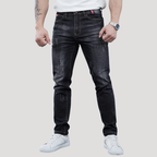 Herr Slim Fit Jeans Med Femficksfickor Klassisk Passform