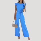 Dam jumpsuit med volangärm och knytband i midjan elegant