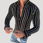 Herr mönstrad slim fit skjorta lång ärm