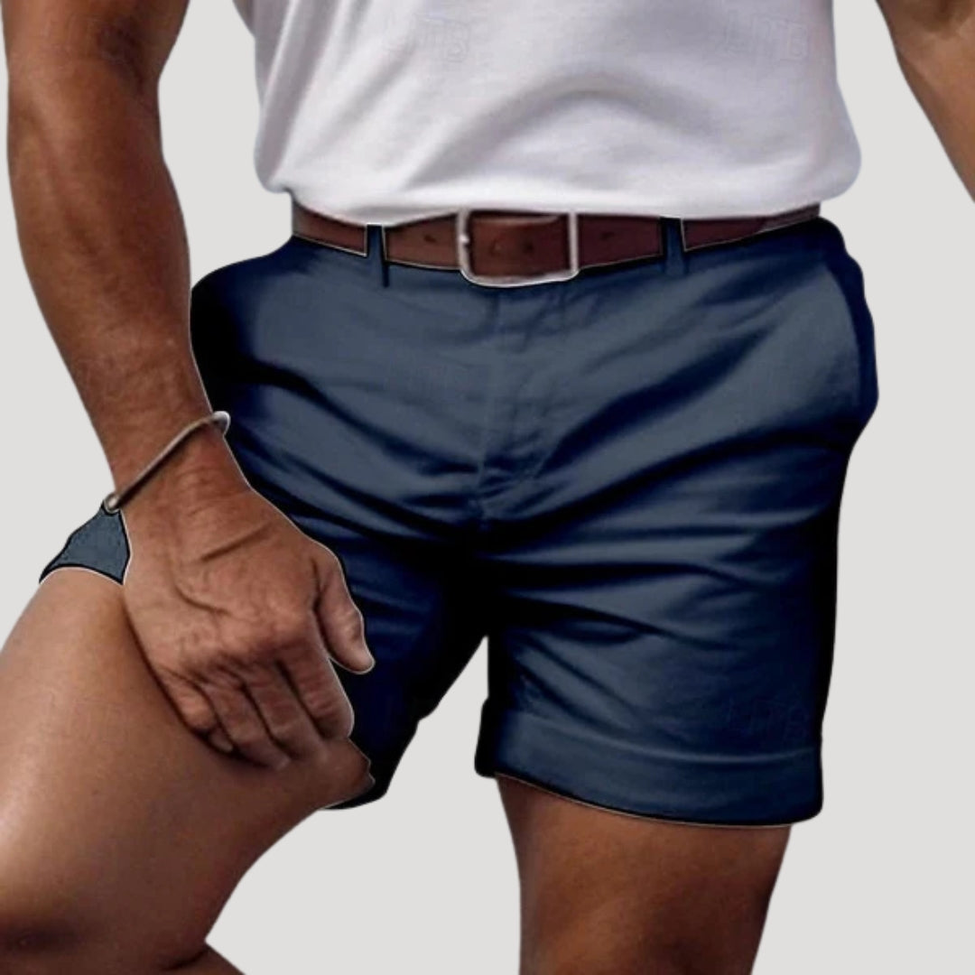 Herr chinos shorts med bälte och sidofickor