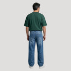 Herr baggy jeans lös passform raka ben denimbyxor