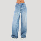 Dam högmidjade vida denimjeans med breda ben och avslappnad passform