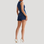 Tvådelat jeansset dam – ärmlös väst & shorts
