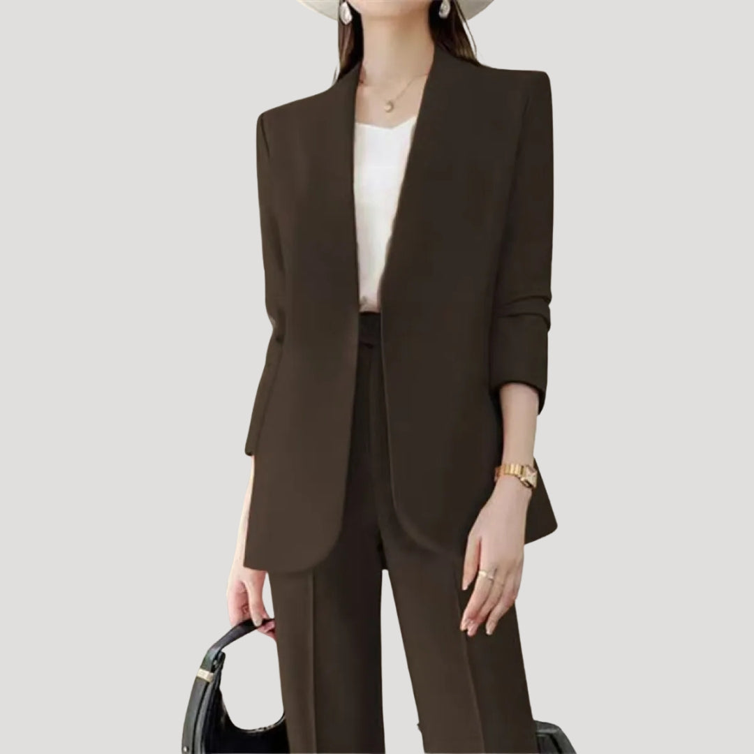 Dam kostym set blazer och kostymbyxor rak passform elegant