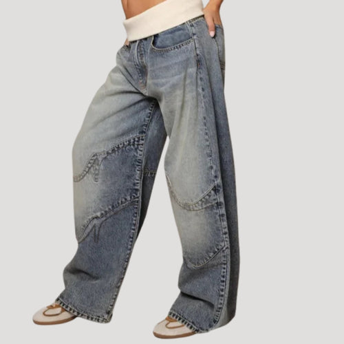 Dam baggy jeans lågmidjade vida blåa
