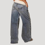 Dam baggy jeans lågmidjade vida blåa