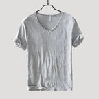 Herr v ringad t shirt med kort ärm slim fit stilren