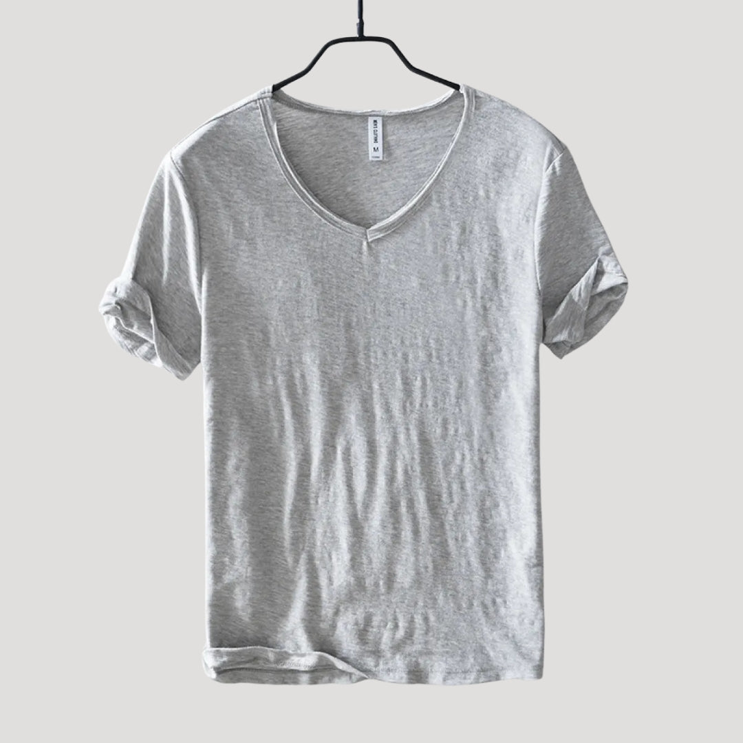 Herr v ringad t shirt med kort ärm slim fit stilren