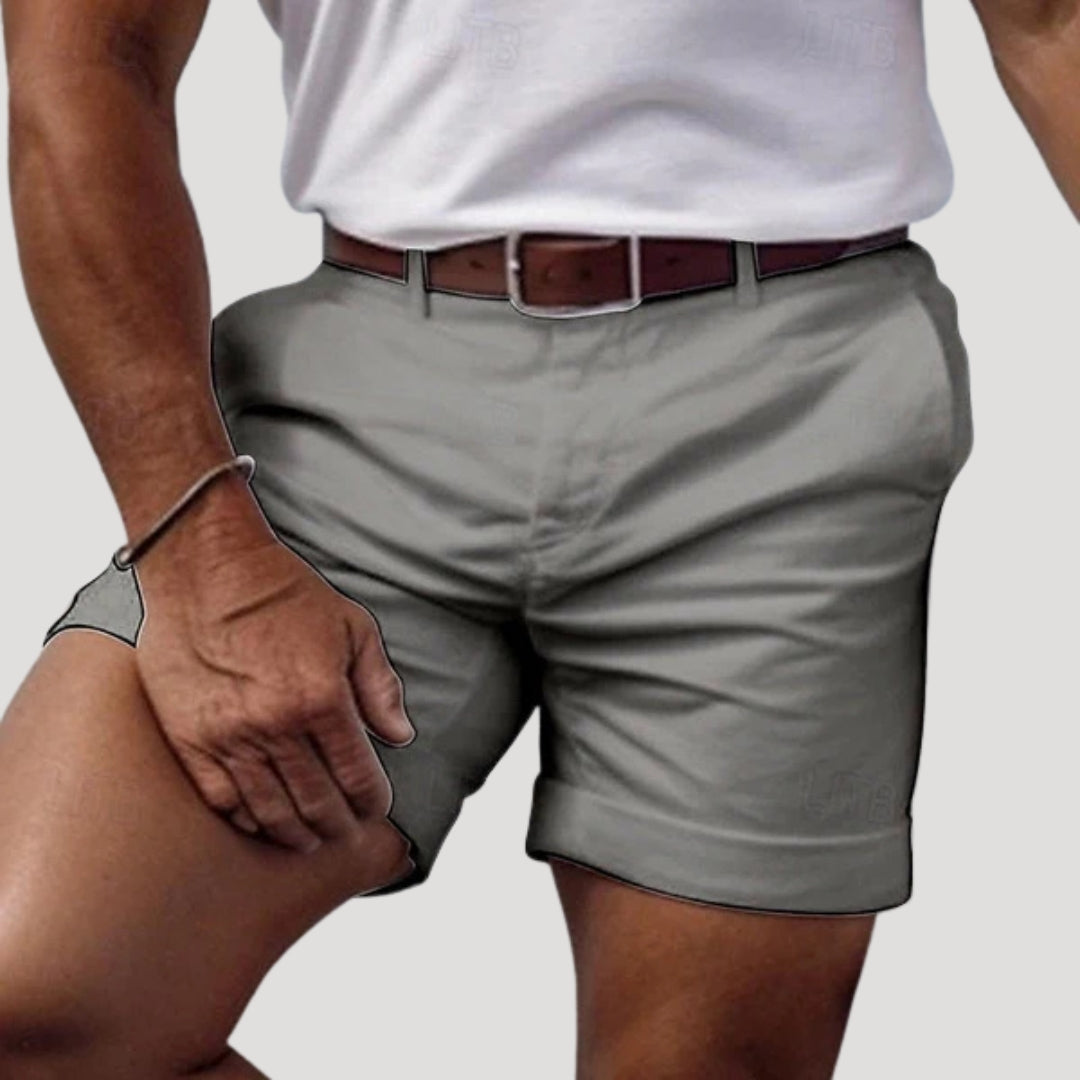 Herr chinos shorts med bälte och sidofickor