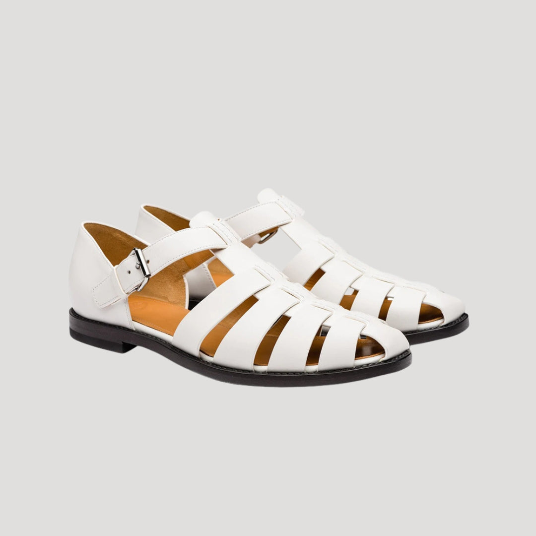 Dam lädersandaler med remmar och spänne