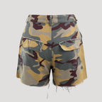 Dam jeansshorts cargo hög midja med slitna detaljer