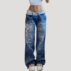 Dam baggy jeans med vida ben och låg midja