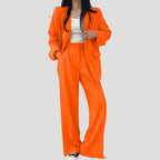 Dam kostym set kavaj vida byxor elegant passform stil