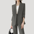 Dam kostym set blazer och kostymbyxor rak passform elegant
