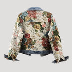 Dam jeansjacka kort mönstrad design stilren modern passform trendig