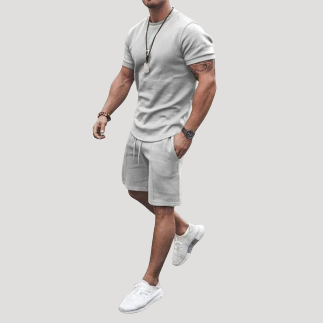 Herr tvådelat set med t shirt och shorts