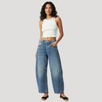 Dam Barreljeans Högmidjade Avslappnad Passform Vardagsjeans