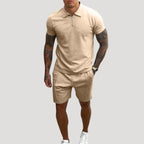Herr shorts pikétröja tvådelat set sommar bekväm stil