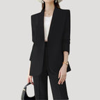 Dam kostym set blazer och kostymbyxor rak passform elegant