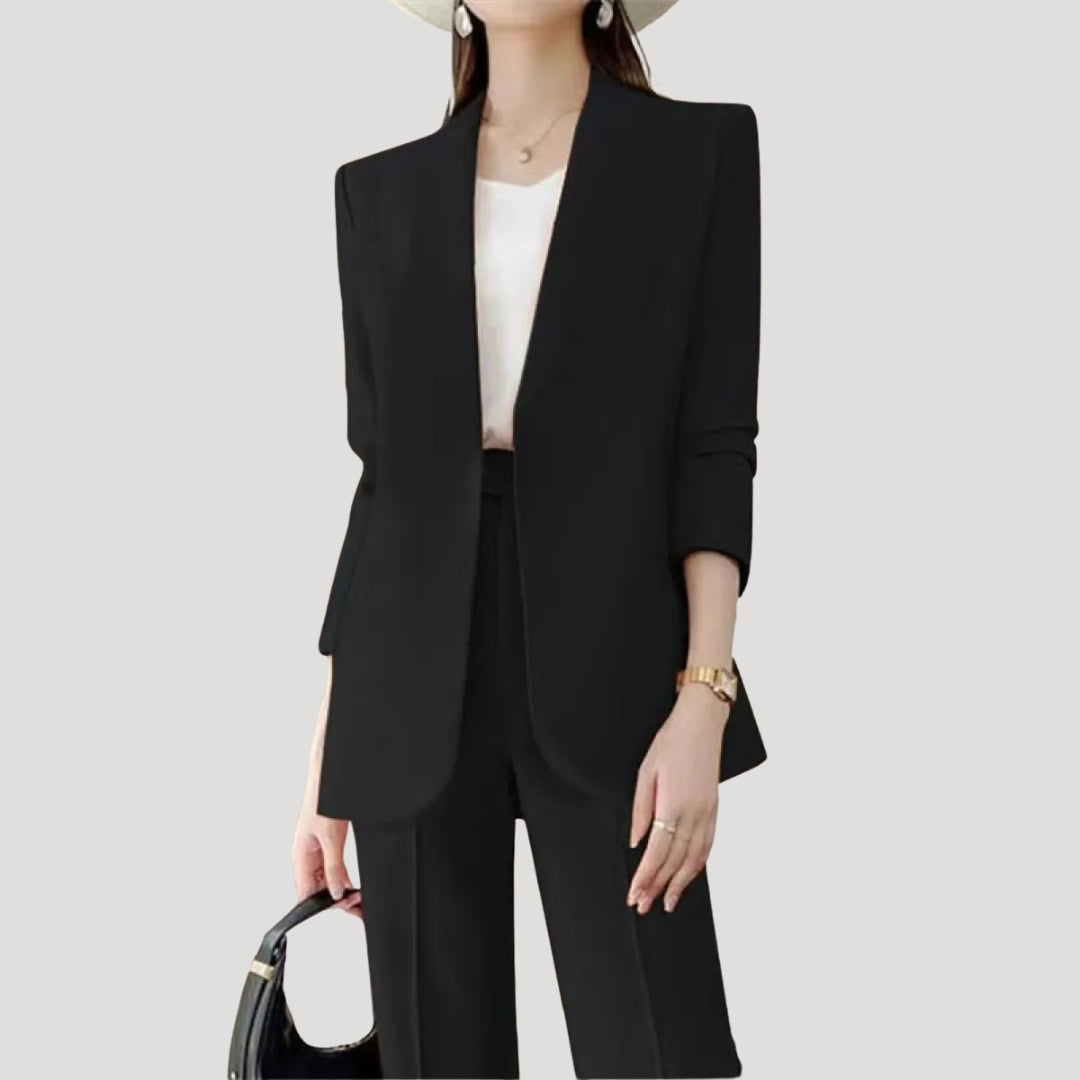 Dam kostym set blazer och kostymbyxor rak passform elegant