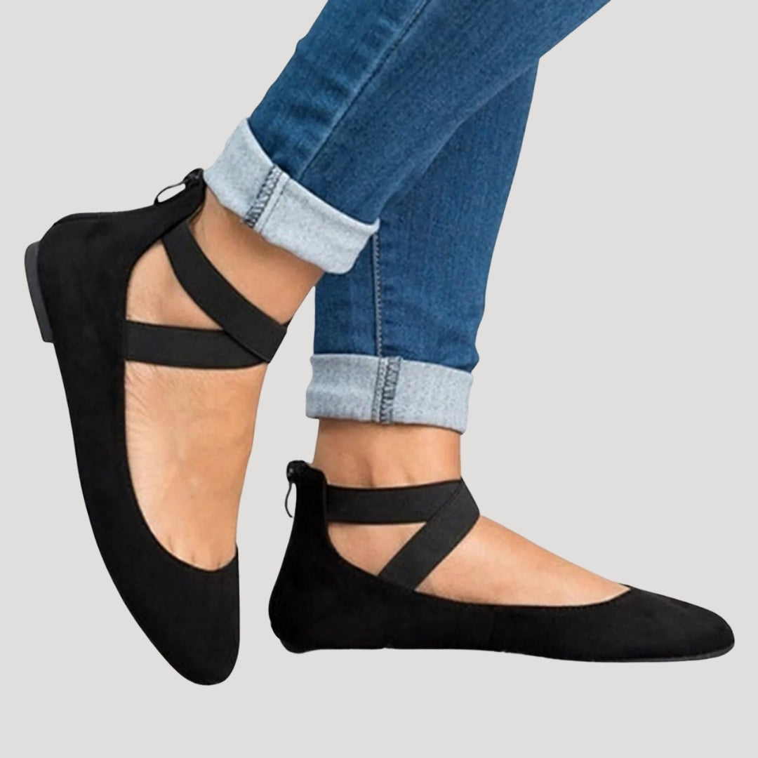 Damballerinaskor med rem för våren