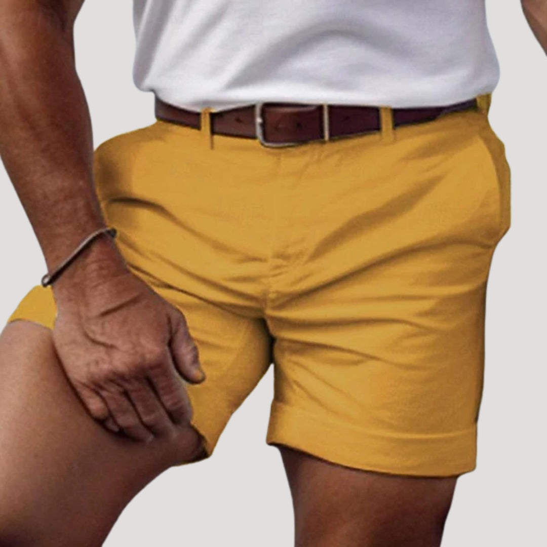 Herr chinos shorts med bälte och sidofickor