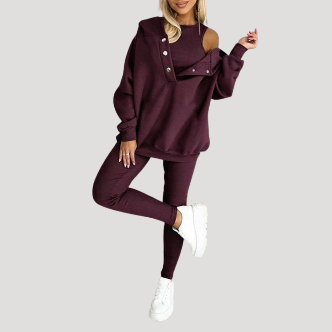 Dam mjukisset tvådelat hoodie och leggings