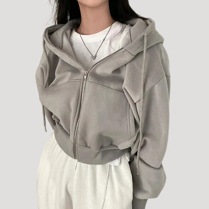 Dam Dragkedjehoodie Oversized Långärmad Loungekläder