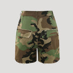 Dam jeansshorts cargo hög midja med slitna detaljer