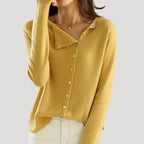 Stickad tröja dam med knappar – långärmad