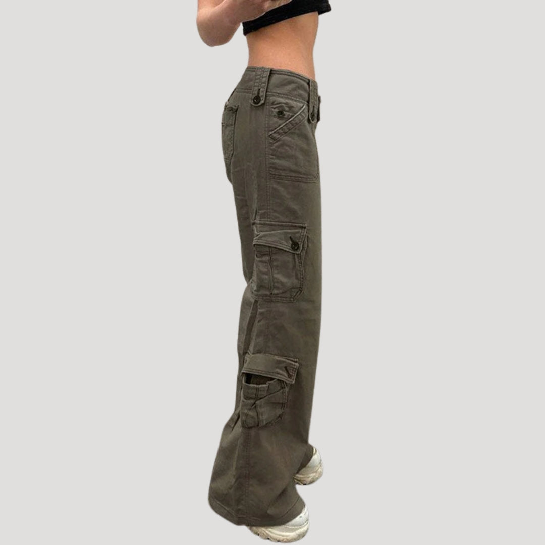 Dam baggy cargo byxor med låg midja