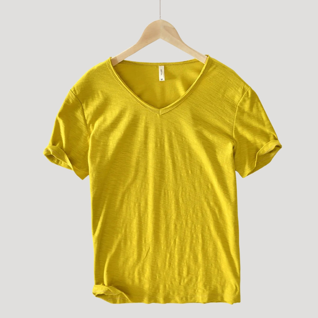 Herr v ringad t shirt med kort ärm slim fit stilren