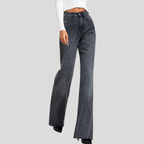 Dam Mom Jeans Högmidjade Leopardmönstrade Vida Denimjeans