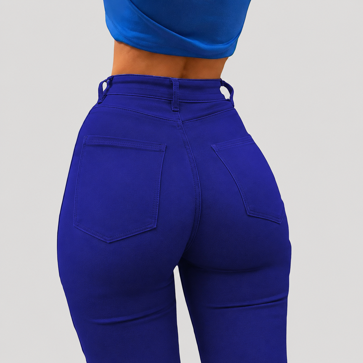 Dam Högmidjade Skinny Jeans Slim Fit Denimjeans