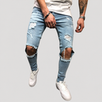 Herr Skinny Jeans Slim Fit Rippade Stretchjeans Denimbyxor