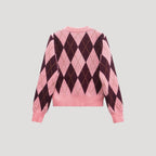 Dam argyle cardigan stickad i rosa för alla tillfällen 1