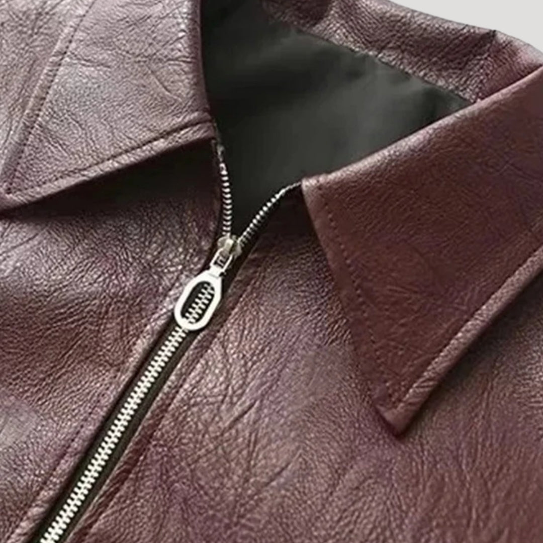 Dam bikerjacka i konstläder med dragkedja för vardagsbruk