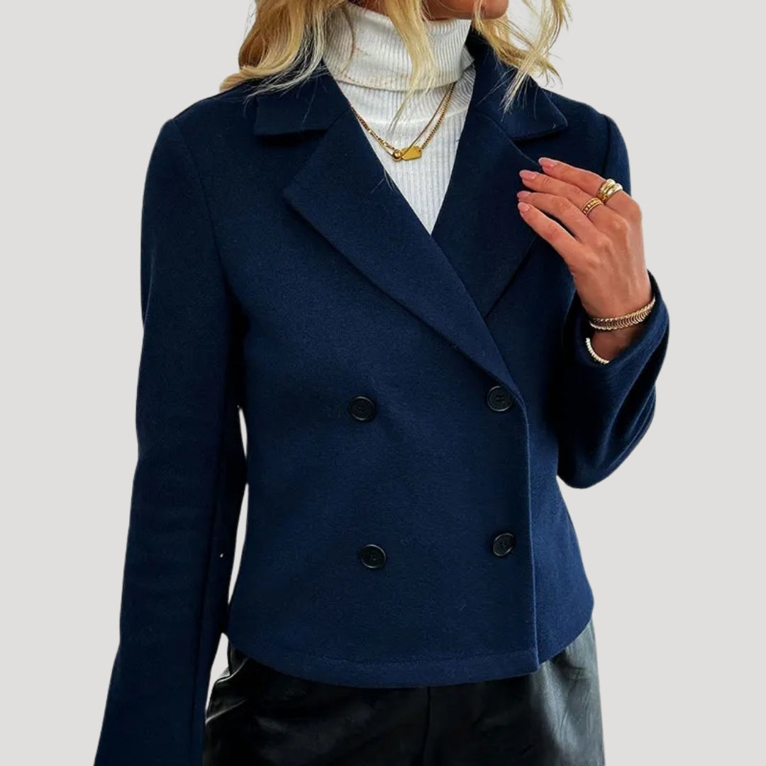 Dam blazer marin dubbelbröstad kontorsjacka för kvinnor 1