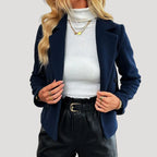 Dam blazer marin dubbelbröstad kontorsjacka för kvinnor 2