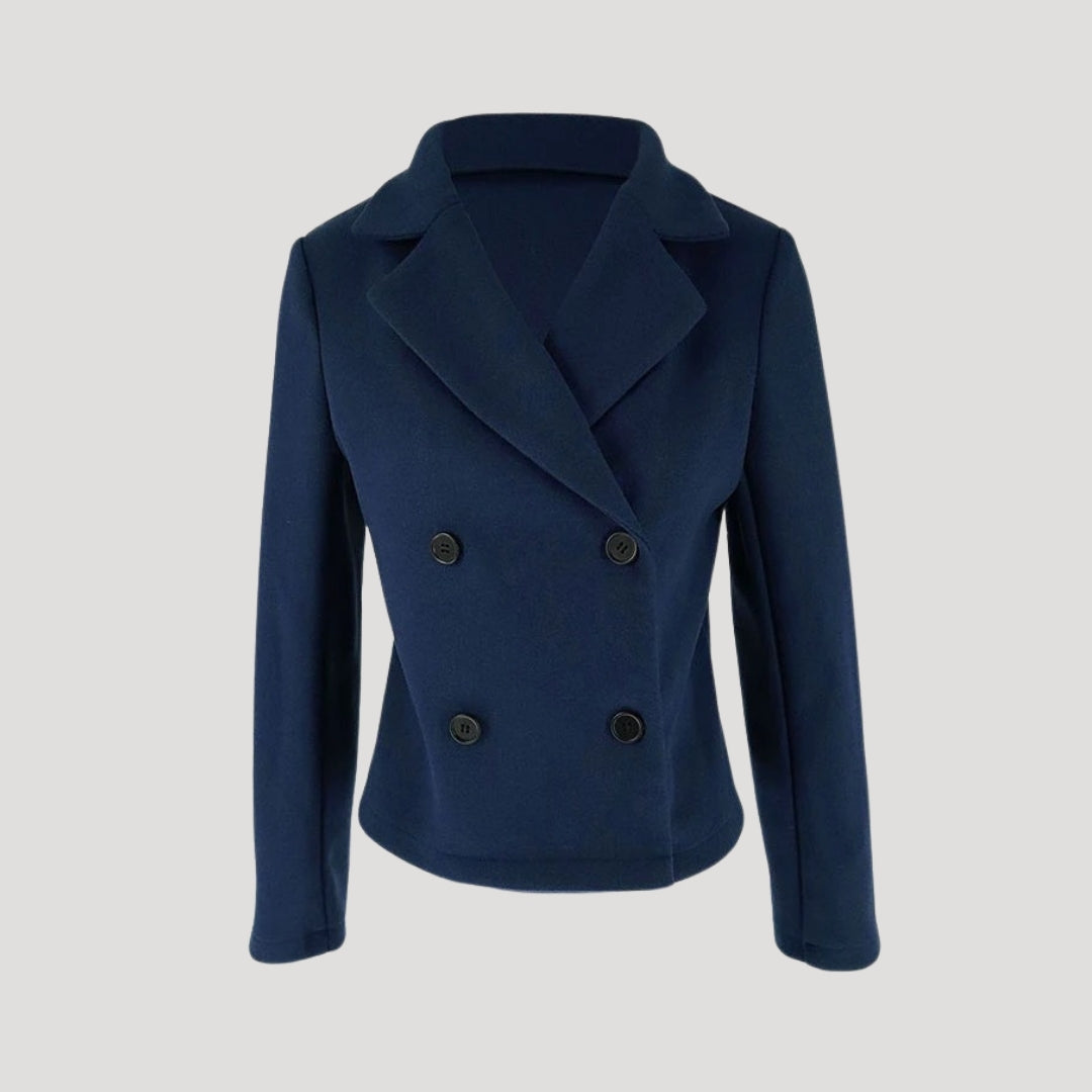 Dam blazer marin dubbelbröstad kontorsjacka för kvinnor 4
