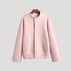 Dam bomberjacka i boucle teddy rosa med dragkedja 1